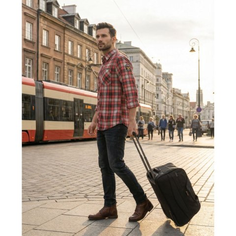 Czarna duża torba podróżna bagaż turystyczny na kółkach uchwyt teleskopowy torba weekendowa - Peterson