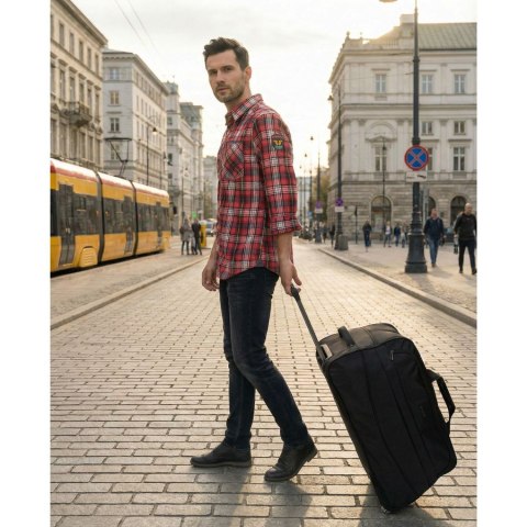 Czarna duża torba podróżna bagaż turystyczny na kółkach uchwyt teleskopowy torba weekendowa - Peterson