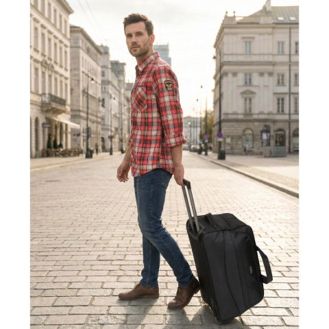 Czarna duża torba podróżna bagaż turystyczny na kółkach uchwyt teleskopowy torba weekendowa - Peterson