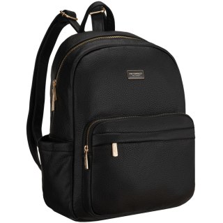 Czarny plecak damski duży mieści A4 zamykany na suwak miejski do pracy na uczelnię skóra ekologiczna - Peterson