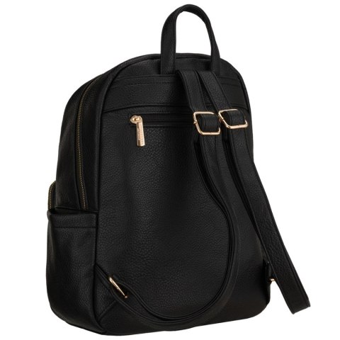 Czarny plecak damski duży mieści A4 zamykany na suwak miejski do pracy na uczelnię skóra ekologiczna - Peterson