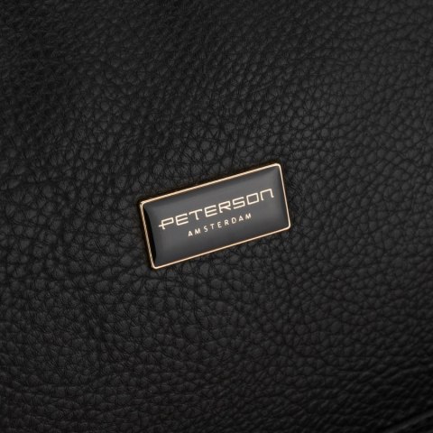 Czarny plecak damski duży mieści A4 zamykany na suwak miejski do pracy na uczelnię skóra ekologiczna - Peterson
