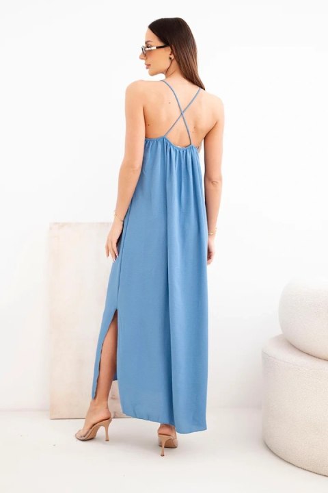 Sukienka długa letnia na ramiączkach jeansowa, oversize