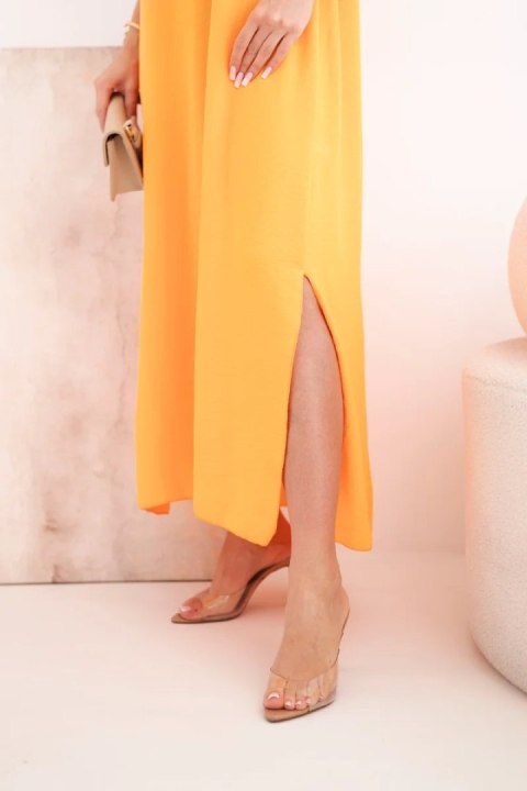 Sukienka długa na ramiączka pomarańczowa, letnia, oversize