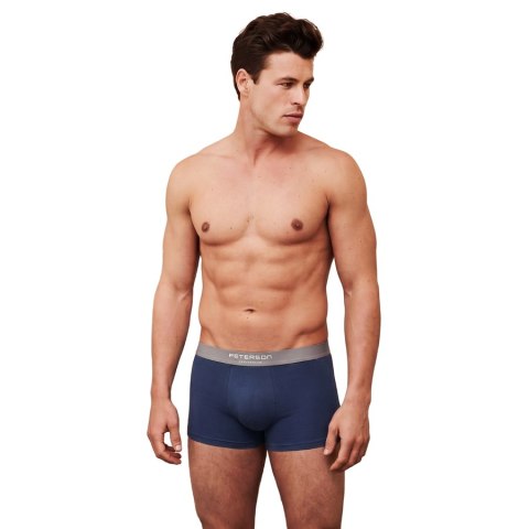 Bawełniane bokserki męskie zestaw 3 par czarne granatowe majtki L - Peterson 