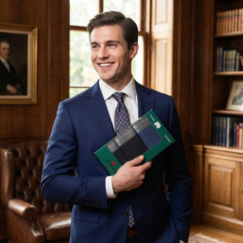 Bawełniane bokserki męskie zestaw 3 par czarne granatowe majtki L - Peterson 