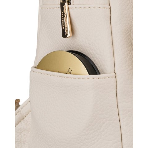 Beżowy plecak damski mały ze skóry ekologicznej miejski z klapką elegancki - Peterson