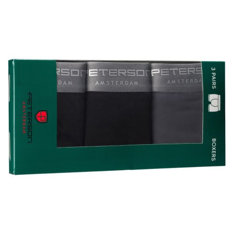Bokserki męskie bawełniane majtki zestaw 3 pary czarne - szare XL - Peterson