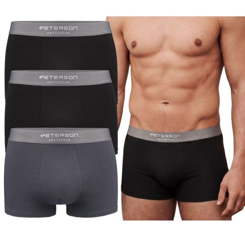  Bokserki męskie bawełniane rozmiar M majtki zestaw 3 pary czarne szare - Peterson 