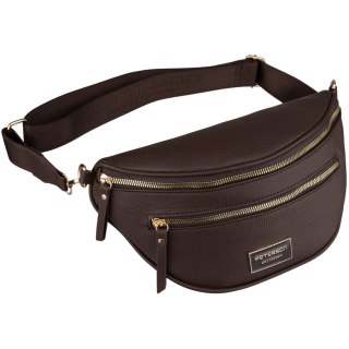 Brązowa saszetka damska na ramię skóra ekologiczna nerka mała listonoszka - Peterson