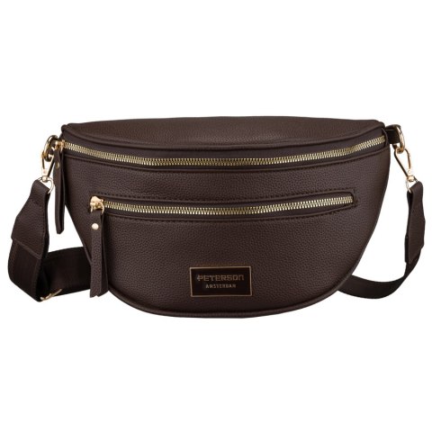 Brązowa saszetka damska na ramię skóra ekologiczna nerka mała listonoszka - Peterson