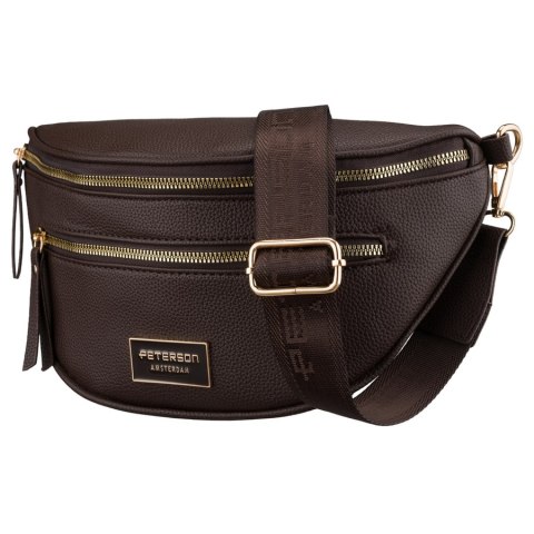 Brązowa saszetka damska na ramię skóra ekologiczna nerka mała listonoszka - Peterson