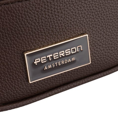 Brązowa saszetka damska na ramię skóra ekologiczna nerka mała listonoszka - Peterson