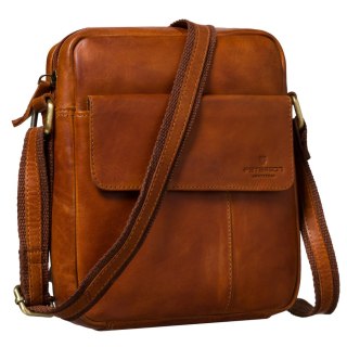 Brązowa torebka męska miejska listonoszka mała ze skóry naturalnej modna elegancka - Peterson