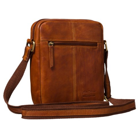 Brązowa torebka męska miejska listonoszka mała ze skóry naturalnej modna elegancka - Peterson