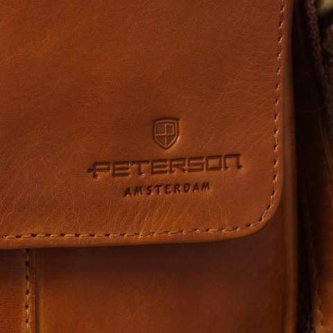 Brązowa torebka męska miejska listonoszka mała ze skóry naturalnej modna elegancka - Peterson