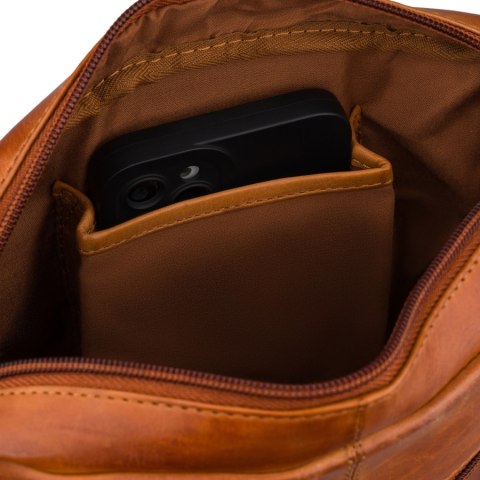 Brązowa torebka męska miejska listonoszka mała ze skóry naturalnej modna elegancka - Peterson
