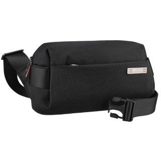 Czarna saszetka męska na ramię mała listonoszka miejska na suwak nerka crossbody lekka - Peterson