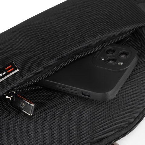 Czarna saszetka męska na ramię mała listonoszka miejska na suwak nerka crossbody lekka - Peterson