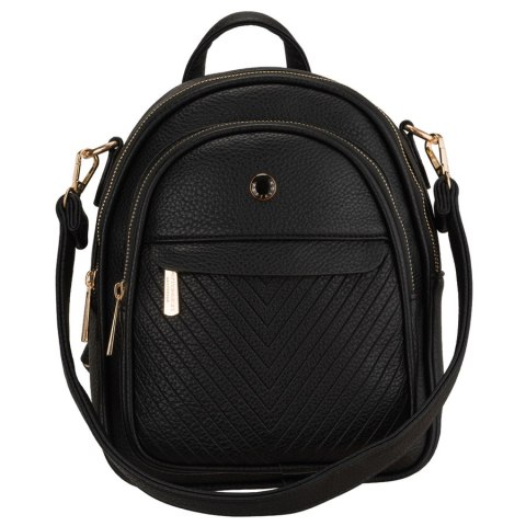 Czarny plecak damski mały ze skóry ekologicznej elegancki uchwyt na ramię torebka 2w1 - Peterson