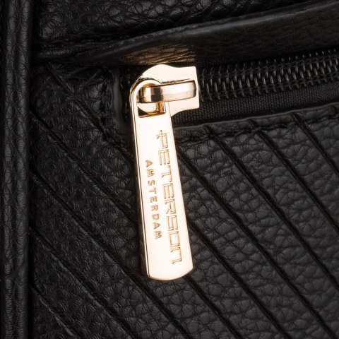 Czarny plecak damski mały ze skóry ekologicznej elegancki uchwyt na ramię torebka 2w1 - Peterson