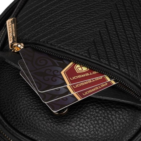 Czarny plecak damski mały ze skóry ekologicznej elegancki uchwyt na ramię torebka 2w1 - Peterson