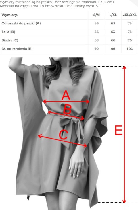 287-20 SOFIA Sukienka motyl z wiązaniem w pasie - palmowe LIŚCIE - 2XL/3XL