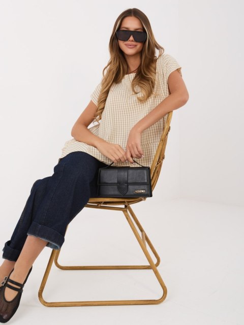 bluzka oversize damska beżowa do jeansów outfit