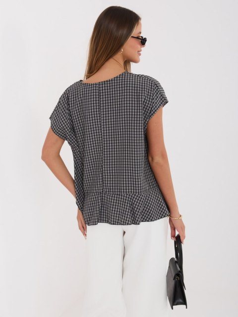 bluzka damska kratka czarna z falbaną stylizacja