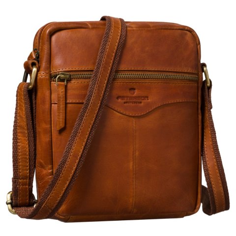Brązowa mała listonoszka męska ze skóry naturalnej saszetka miejska na ramię - Peterson