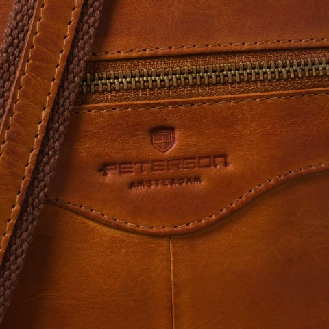 Brązowa mała listonoszka męska ze skóry naturalnej saszetka miejska na ramię - Peterson