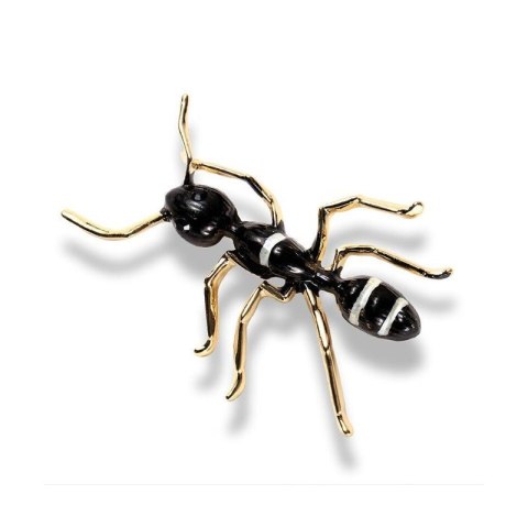 Broszka ozdobna - złoto - czarna Mrówka BZ238