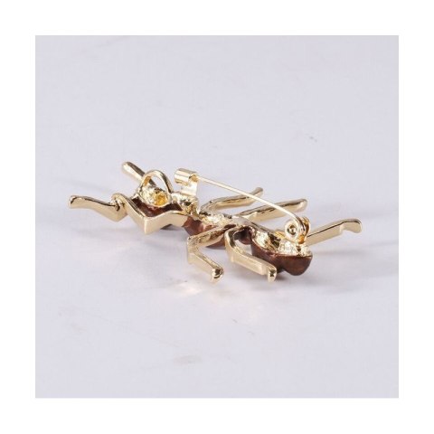 Broszka ozdobna - złoto - czarna Mrówka BZ238