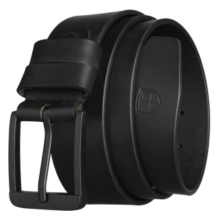 Czarny pasek męski z klasyczną, czarną klamrą wykonany ze skóry naturalnej - Peterson
