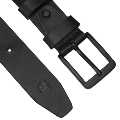 Czarny pasek męski z klasyczną, czarną klamrą wykonany ze skóry naturalnej - Peterson