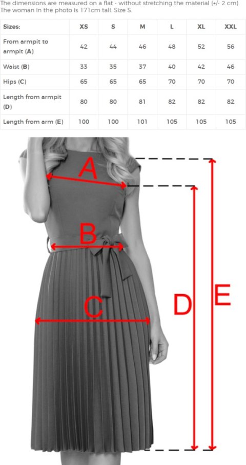 311-1 LILA Plisowana sukienka z krótkim rękawkiem - CZERWONA - XXL