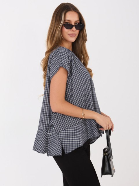 bluzka damska kratka granatowa luźna styl casual lato