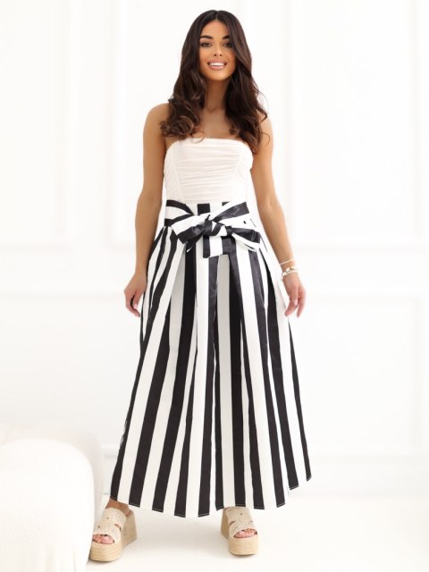 spódnica midi w paski do pracy elegancka damska