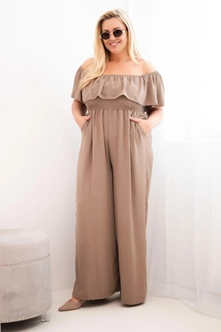 Kombinezon damski Plus Size z falbaną i krótkim rękawem fango