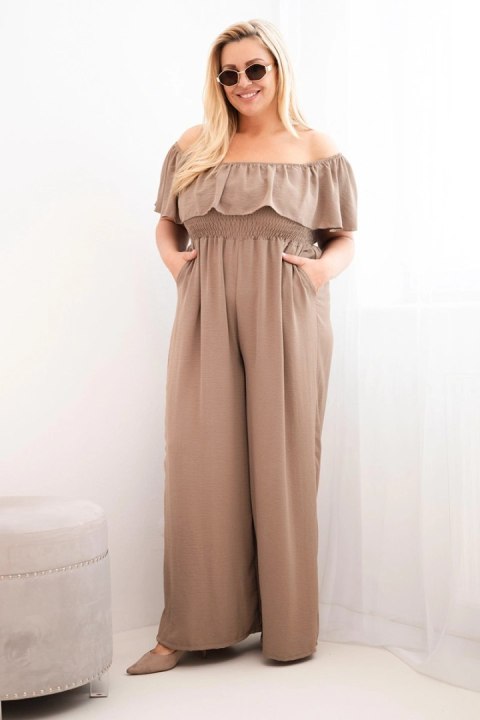 Kombinezon damski Plus Size z falbaną i krótkim rękawem fango