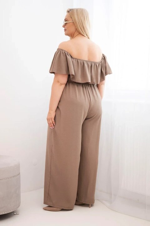 Kombinezon damski Plus Size z falbaną i krótkim rękawem fango