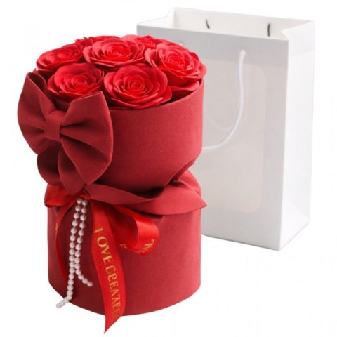 Flower Box LED z czerwonymi różami mydlanymi w eleganckim pudełku