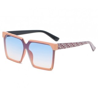 Damskie okulary przeciwsłoneczne UV400 geometryczne pudrowy róż Oversize