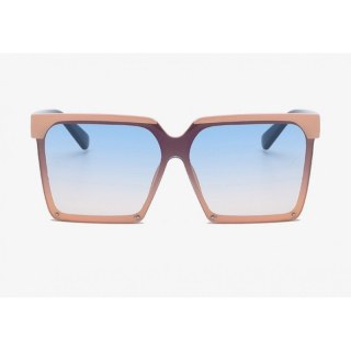 Damskie okulary przeciwsłoneczne UV400 geometryczne pudrowy róż Oversize