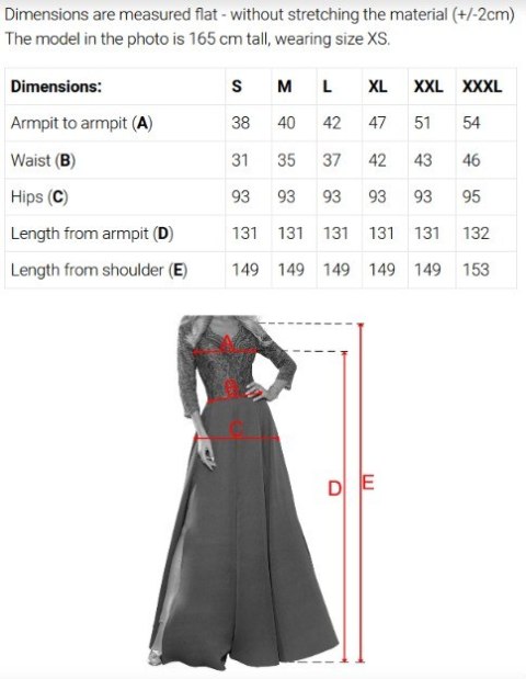 309-12 AMBER elegancka długa koronkowa suknia z dekoltem - kolor CHABROWY - L
