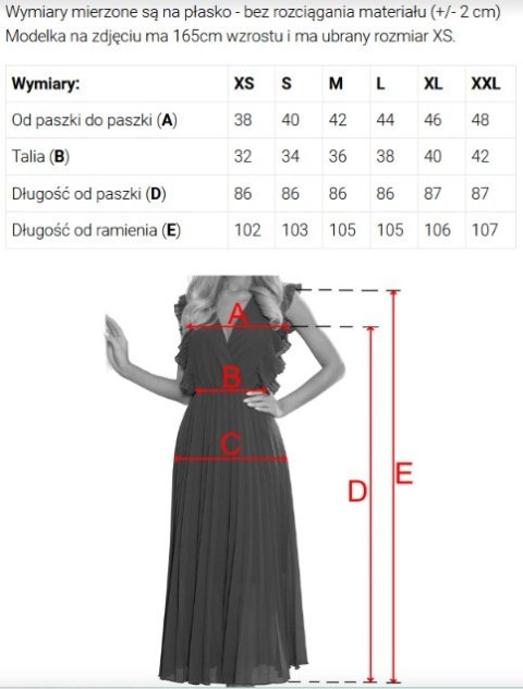 425-13 MATILDE Kobieca sukienka z dekoltem i krótkim rękawkiem - beżowo-błękitne kwiaty - L