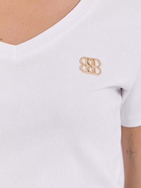 Modny biały t-shirt basic damski z krótkim rękawem