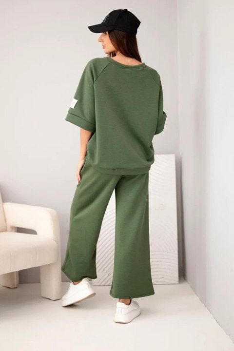 Komplet damski khaki oversize z miękkiego materiału