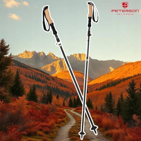 Kompaktowo składane kijki trekkingowe z korkowymi uchwytami - Peterson