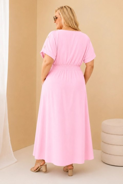 Sukienka damska Plus Size różowa z kieszeniami